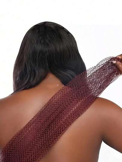 1 件非洲网状去角质背部长网浴擦洗毛巾套装，双面温和，粗糙去角质，有效身体磨砂，淋浴时使用背部磨砂器，优质网状材料，方便的绑带毛巾设计，丝瓜络毛巾，身体海绵，令肌肤光滑，非常适合日常使用