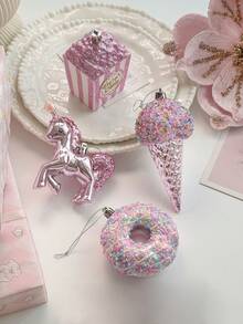 1pc Pink Christmas Decoration, Christmas Tree Ornament, Candy, Snowman, Christmas Tree Accessories, Holiday Party Decor, Suitable For Wedding, Party, Bar, Family Gathering, Rhinestone Pink, Gift For Friends - Pink - View 9