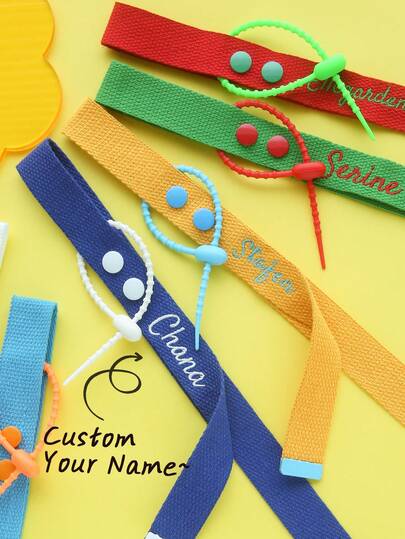 1pc Customized Embroidered Name Luggage Tag, Suitable For Suitcase, Personalized Embroidered Letter Combination Luggage Tag Bag Pendant, Customized Travel Luggage Colorful Ribbon Luggage Tag Embroidered Label Handmade Travel Accessory Gift, Birthday, Bridesmaid Gift, Friend