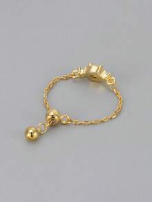 1 Stück verstellbarer olivgrüner Zirkonia-Ring mit Kette, 925er Sterling Silber Hohlring/Verlobungsring, elegantes Schmuckgeschenk für Frauen, Mädchen, Geburtstag, Party