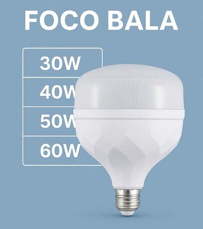 LUCASA Foco LED de luz fría de 50W, alta potencia, foco bala de techo, 4000lm, luz blanca 6500K, iluminación residencial y comercial eficiencia energética diseño moderno instalación fácil resistente para interiores y exteriores