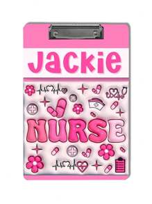 个性化亚克力护士写字板，双面可定制姓名，40种款式可选，护士礼物，护士毕业礼物，医疗保健亚克力写字板，护士用品，办公及学校用品，圣诞装饰，考试用品 - 彩色 - 查看 17