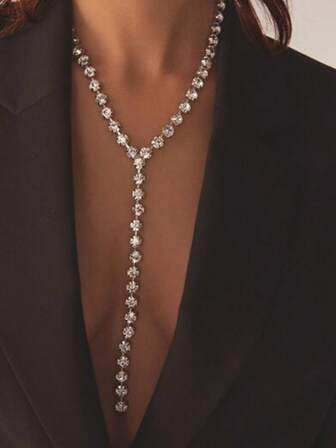 Dammode Långt Kristall Y-format Halsband, Lämpligt För Dagligt Bruk