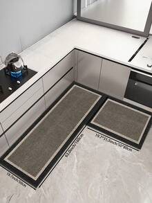 1件灰色厨房地垫，黑色包边，防滑防污，适用于房间装饰、客厅、浴室、卧室地毯、门垫、区域地毯和户外地毯，采用聚酯纤维制成，易于清洁且可机洗，适合所有季节和节假日。 - 灰色 - 查看 6