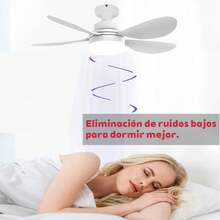 Ventilador De Techo Con Luz Led, 42cm Ventiladores de Techo con Tres velocidades, Luz Cálida y Fría, con Control Remoto para Ajustar el Color y Brillo. Compatible con Base E27 - A- 2 Piezas - Ver 7