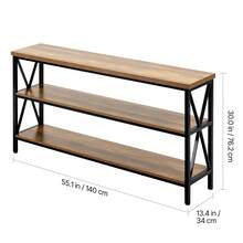 Narrow Console Sofa Table, 55.1 Inches Behind Couch Table, 3-Tier Long Entryway Table And Skinny Hallway Table, Narrow Sofa Table With Metal Frame, For Entryway, Hallway, Living Room & Bedroom - Multicolor - View 9