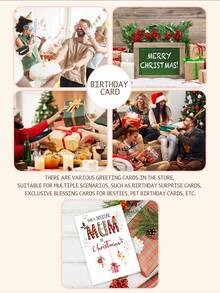 1PC Holiday Christmas Card For Mom - Star Pattern, Paper Material, Festive Celebration Theme, With Envelope, Perfect For Any Recipient - Multicolor - View 3