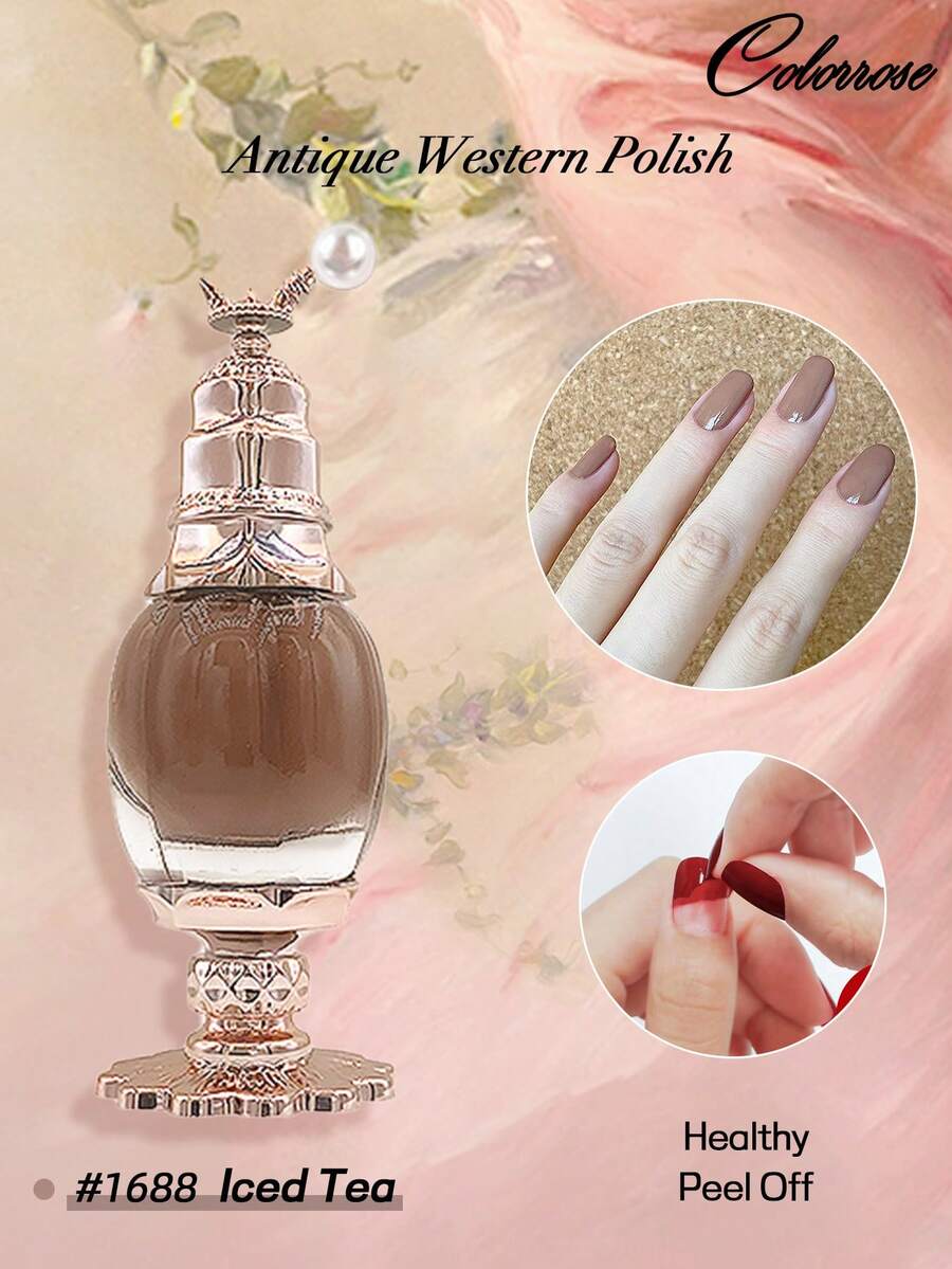 COLORROSE 11ml Peel Off Nail Polish, Nail Gel,Water Based, With Nourishing Oil, Bright Glaze Color, Quick Drying, Round Brush Head For Easy Apply - Khaki - View 1