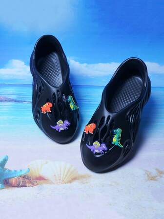 2025 New Kids & Teens Breathable Sandals, DIY Dinosaur Cute Cartoon Decor, Summer Boys Girls Baby Toddler Beach Shoes EVA Slippers, Family Matching Casual Shoes, School Inspo, Non-Slip & Durable, Multi-Functional