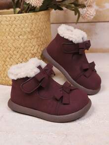 幼儿圆头休闲低帮时尚魔术贴踝靴 - 酒紅色 - 查看 5