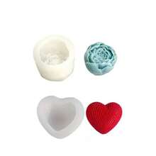 Heart Rose Bud Scented Candle Silicone Mold DIY Handmade Fragrance Decor Gift Silicone Mold