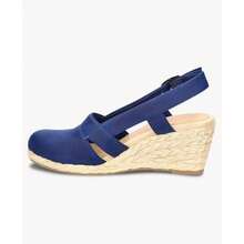 Womens Wedge Espadrille Sandals Platform Slingback Closed Toe Shoes - Màu xanh hải quân - Xem 4