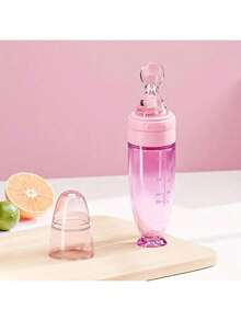 Bình sữa silicon nhiều màu 90ml/3OZ mới, Bình đựng cháo kèm thìa ăn bằng silicon mềm, cốc hút và nắp chống bụi, bình sữa bóp mềm - Nhiều màu - Xem 6