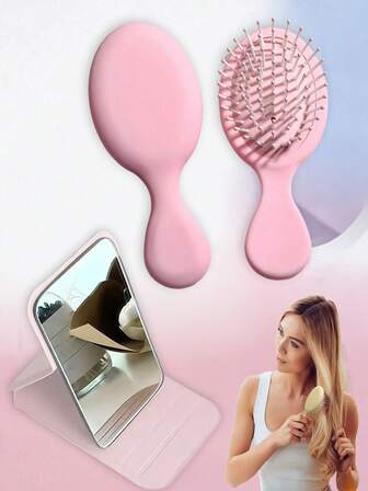 2/1pc Colorful Mini Soft Nylon Bristle Air Cushion Hairbrush, PU Leather Small Mirror, Portable Makeup Mirror, Travel Mirror, Suitable For Gifts, Makeup Essentials, Easy To Store Christmas, Suitable For Holiday Gifts, Brushes, Hair Brush, Detangling Brush, Ball Brush, Mini Hair Brush Set, Wooden Comb, Hair Brush, Detangling Brushes, Hair Brush, Hairdressing Equipment, Hairstyle, Hairdressing, Hair Brush, Brush Hair Brush Set, Comb Hair, Comb For Curls, Detangling Brush, Hair Brush For Women, Barber Accessories, Barbershop, Hairdressing Equipment