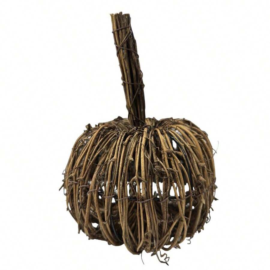 Handwoven Rattan Pumpkin Ornaments Creative Halloween Pumpkin Table Centerpieces For Home Office Party Decor - Grey - View 1