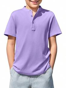 Halloween Kids Costumes Boys Short Sleeve Henley Shirt Casual Button Front Summer-Shirts Tops Tees-14 Years