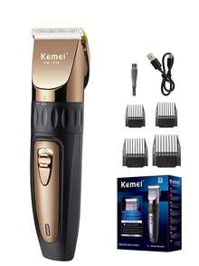 KEMEI 专业无线理发器 | 理发师专用 - USB 充电式修剪器，带 4 个梳齿导板 | 陶瓷刀片，男士理容套装 | 家用及沙龙理发器