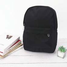 NetHong New Casual Large Capacity Backpack Fashion Solid Color Simple School Bag Outdoor Travel Laptop Rucksack UK - Black - View 2