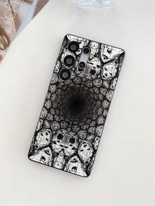 1pc Dark Gothic Style Full-Screen Ghost Face Painted Pattern, Black Matte Texture TPU Material Eye-Catching Anti-Drop Phone Case, Suitable As Gift For Boyfriend/Girlfriend, Compatible With Apple, Compatible With Samsung, OPPO, Vivo And Other Android Models - Multicolor - View 2