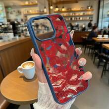 Made From TPU And Magnetic Acrylic, This Transparent Shockproof Case Features Bold Red Lip Prints For A Flirty And Eye-Catching Style. It Offers Full Coverage For The Camera And Buttons, Especially On 16. Available In Multiple Colors. Compatible With 11, 12, 13, 14, 15, And 16 Pro Models-Blending Playful Charm With Reliable Protection. - 黑色 - 查看 4
