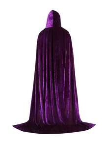 1件高密度天鹅绒女巫连帽斗篷，女士万圣节女王派对角色扮演长袍斗篷，适合万圣节、圣诞节、恶魔、吸血鬼、文艺复兴中世纪服装配饰 - 彩色 - 查看 13