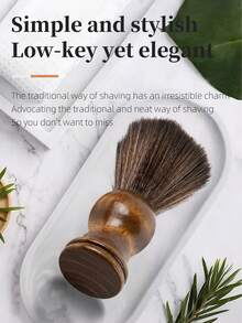 Soft Bristle Beard Brush Cleaning Brush Men's Shaving Foaming Brush Brown -1pc Beech Brown Shaving Foaming Brush For Men's Grooming, BeardCleaning, And Shaving Cream Application - Gentle Yet Effective Soft Bristles For Lathering,Exfoliating, And Removing Loose Hair - Ideal For Daily Beard Care