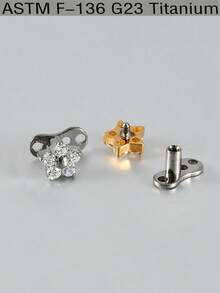 1PC F136 Titanium Dermal Anchor Cown Flower Leaf Triangle Micro Dermal Anchor Diver Implants Jewelry Body Piercing Zirconia Flat Back Cluster Hide In Face Clavicle Skin 14G Piercing Jewelry Sexy Unisex - Titanium - View 6