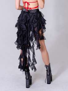 1 Piece Women S Belly Dance Hip Scarf Belt Skirt With Lace Up Tassel Hem Wave Skirt P