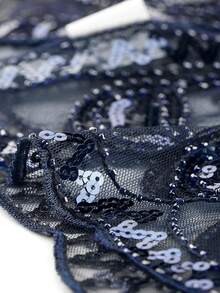 1 Stück Eleganter Vintage Damen Schal aus den 1920ern mit Pailletten, Pailletten- & Perlen-besetzter Retro Kurzblazer, bestickter Spitzenrand Schalkragen, Streetstyle Outfit, Pailletten Top für Nachtclubs, Bühnenkostüm, modisches Party- & Abendkleid Accessoire