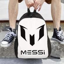 ZLIENSZUS Men's Minimalist Backpack - Everyday Backpack With Bold MESSI Lettering, Lightweight For College, Office, Travel - White & Black Accent Bag For Gym, Cafe, - Easy-Clean Design, Durable Zipper Closure - 如圖 - 查看 7