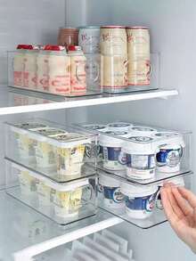 3个/2个/1个日式PET冰箱收纳盒，透明蔬果整理篮，厨房收纳盒 - 無色 - 查看 1
