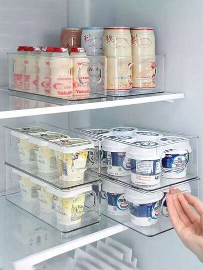 3个/2个/1个日式PET冰箱收纳盒，透明蔬果整理篮，厨房收纳盒