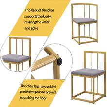 Six-Chair Dining Table Set:(White Table, Chairs With Backrests And Gray Upholstery, Gold Iron Frame),Dining Room Table And Chair Set,Modern Dining Table Combination - Gold - View 5