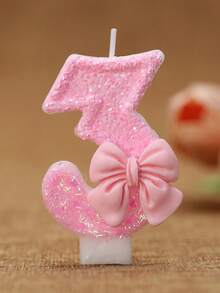 1pc Shiny Pink Bow Birthday Candle, Numbered Candles 0-9, With Pink Bow Decor Cake Topper Set, Suitable For Birthday Celebration, Graduation Anniversary Party, Back To School DIY, Valentine's Day Anniversary, Graduation Party And More - Multicolor - View 19