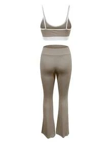 2pcs Women Sports Casual Camisole And Pants Set - Grey - View 2