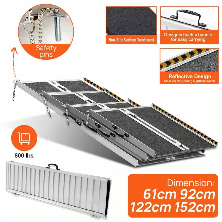 PORIYA Multi Size Aluminium Ramp Anti Slip Folding Loading Threshold  Portable Access - 2FT - View 1