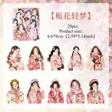 20 Stücke Ölgemälde-Stil süße Mädchen Themen Aufkleber, Handy Aufkleber, Artikel Dekorations Aufkleber, Notizbuch Material Aufkleber Premium wasserfeste Vinyl Aufkleber für Scrapbooking, Tagebücher und Laptops - langanhaltend & dekorative Sammelalbum Zubehör für Erwachsene Aufkleber Bücherregal transparentes Aufkleber Buch Siegelbuch Aufkleber Buch