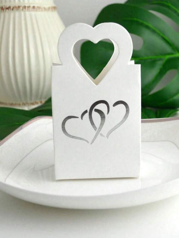 5/50/100 piezas Bolsa de regalo plateada con forma de bolso de mano, caja de amor plateada, bolsa de regalo de té dim sum calada, bolsa de regalo de boda, bolsa de regalo de Halloween, decoración de regalo de Navidad