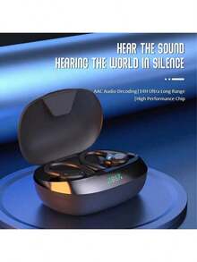 1 Pair Of Wireless Earbuds With Microphone, 5.3-Inch In-Ear Headphones, Stereo Surround Sound, ENC Noise Cancellation, Touch Volume Control, Polymer Battery, With USB Type-C Charging Case, Suitable For Exercise And Sports, Adults - Plastic Material - Advanced Black - View 2