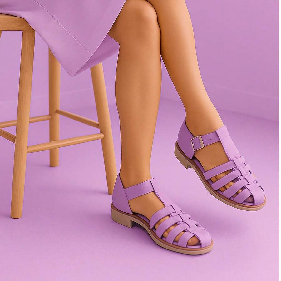 Sandalias Romanas Dama Lila Lombardo Piedras.  Playa    Glamour - Lila Púrpura - Ver 1