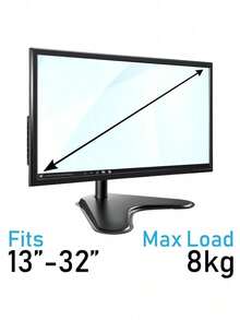 Single Screen Monitor Mount For 13"-32" Monitors With Swivel, Tilt And Rotate - Black - Default - View 2