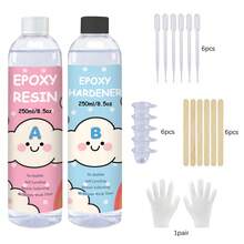 34oz Epoxy Resin Kit, New Formula Crystal Clear Epoxy Resin, Durable, Bubble-Free, Anti-Yellowing Art Resin, Suitable For Casting, DIY, Resin Art, Molds, Jewelry, Easy To Use 1:1 Volume Ratio