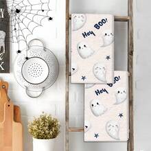 2/4 Piezas Paños de cocina con estampado de fantasma, adecuados para regalos de Halloween, decoraciones de Halloween, súper absorbentes de microfibra moderna para cocinar, hornear, lavar platos, limpiar, toallas de mano, paños de té, suaves y muy absorbentes, decoración de cocina, regalos para vecinos, madres, cumpleaños, inauguración de la casa para amigos, artículos esenciales de cocina, necesidades diarias - Multicolor - Ver 3