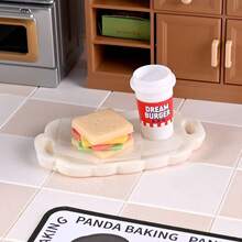 Dollhouse Miniature Food Play Coffee Sandwich Cake Beverage Set Mini Restaurant Breakfast Afternoon Tea Desktop Decoration