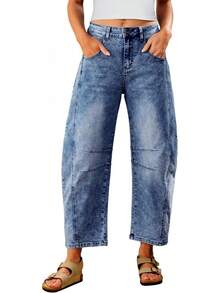 Utyful Barrel Jeans, Baggy High Waisted Loose Trouser Jeanshalloween - 路夜藍 - 查看 7