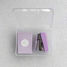 Three Color Morandi Stapler Stapler Storage Box Mini Set. 3.9 * 2.7cm Compact & Adorable, Great For Office, Classroom & Home. Ideal For Binding Docs, Small Packaging. Easy Storage & Portability, Back To School Essential.