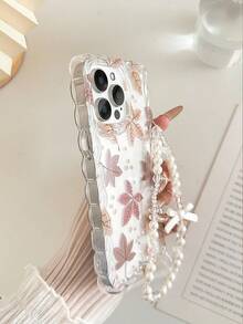 Maple Leaf Painted Braided Wave Edge Minimalist High-End TPU Painted Anti-Fall Phone Case Protective Cover With Handmade Beaded Bracelet Accessory, Compatible With IPhone 16/11/16Pro/16Plus/16ProMax/16E/15ProMax/13/14/12/XS/XR/7G/8PXR/7/8, Painted Compatible With Iphone 15ProMax, Apple 13, 14, 11 Soft Case, P12 Anti-Fall X, 12/14 Painted TPU Anti-Fall Soft Case Phone Case Waterproof Shockproof Scratch Resistant