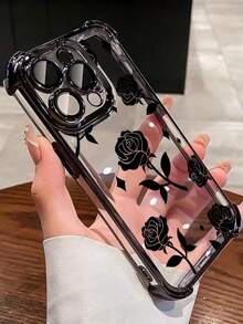 1个全新玫瑰金电镀气囊防摔/加厚透明TPU保护壳，兼容/16 Pro Max/16 Pro/16/13 Pro Max/12 Pro Max/11/15 Pro Max/14 Pro Max/Galaxy S/荣耀/Note 13 Pro/S23 Ultra/S24 Ultra，国际版，非国内版 - 黑色 - 查看 1