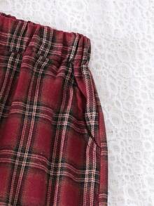 2pcs Girls' Casual Bow Decor Sweatshirt And Plaid Pants Set, Spring/Autumn - Black - View 5