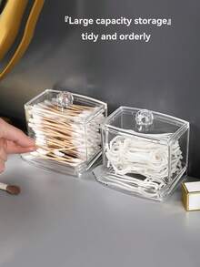 Cotton Swab Dispenser, Transparent Wooden Lid Medicine Bottle Container With Cover, Bathroom Canister, Cotton Ball Makeup Box, Cotton Swabs, Dental Floss, Bathroom Accessories, Bathroom Storage And Organization